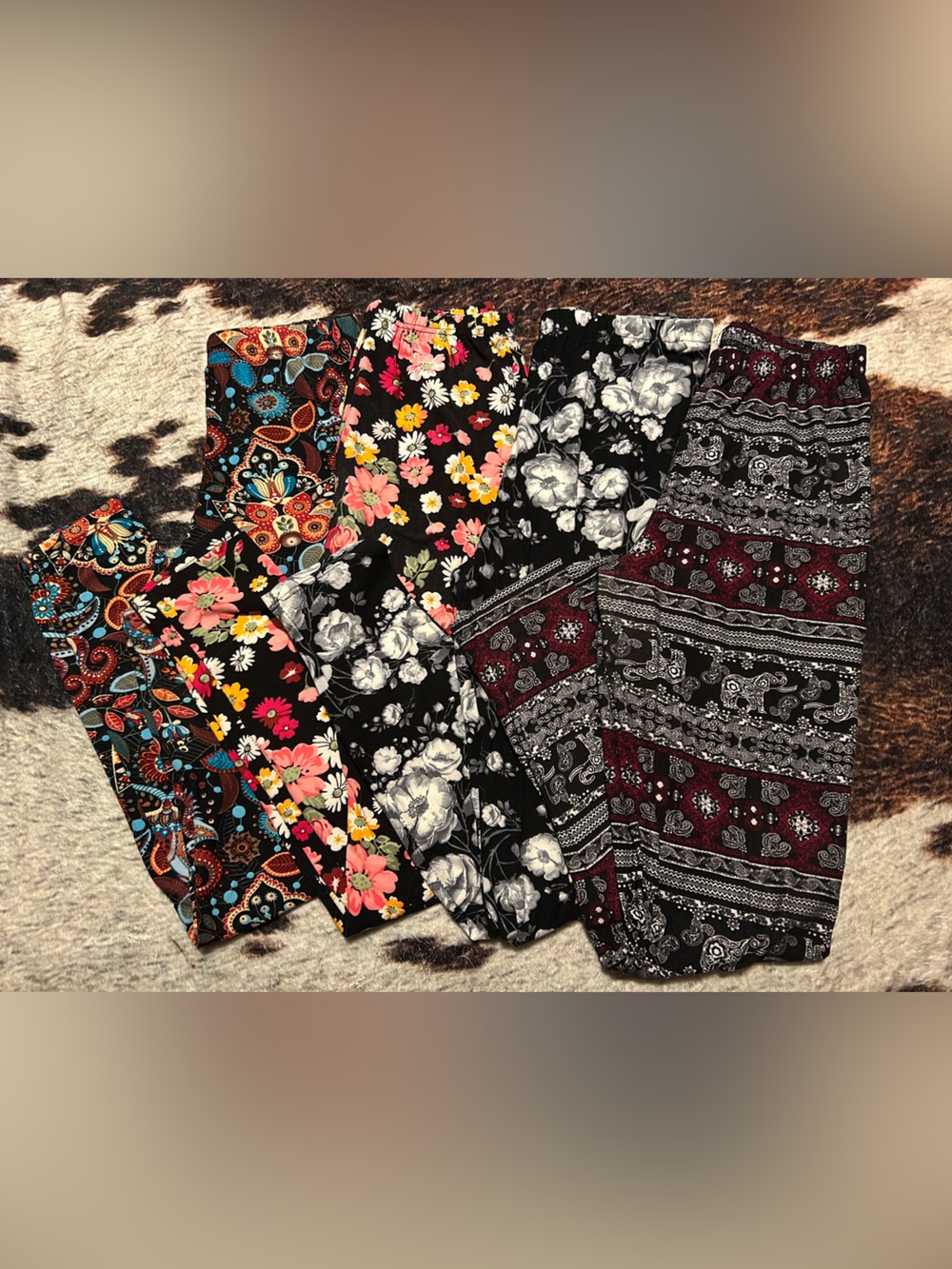 Women’s Floral & Paisley Mixed Print Leggings bundle of 4